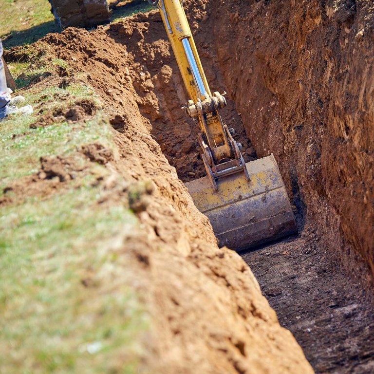 Pipe trench being dug